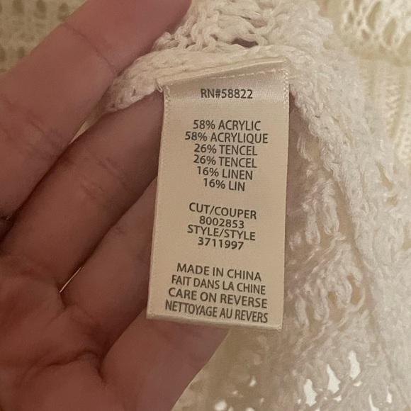 NEW Max Studio V-Neck Knit Polo Sweater in Off White Ivory Loose Knit Oversize L - Picture 6 of 7